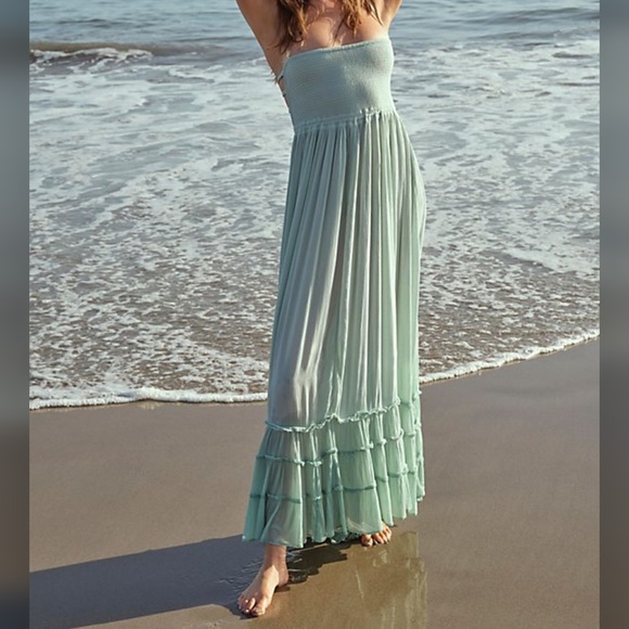 FREE PEOPLE Extratropical Smocked Halter Cutouts Back Maxi Dress Xs M L - Picture 3 of 13